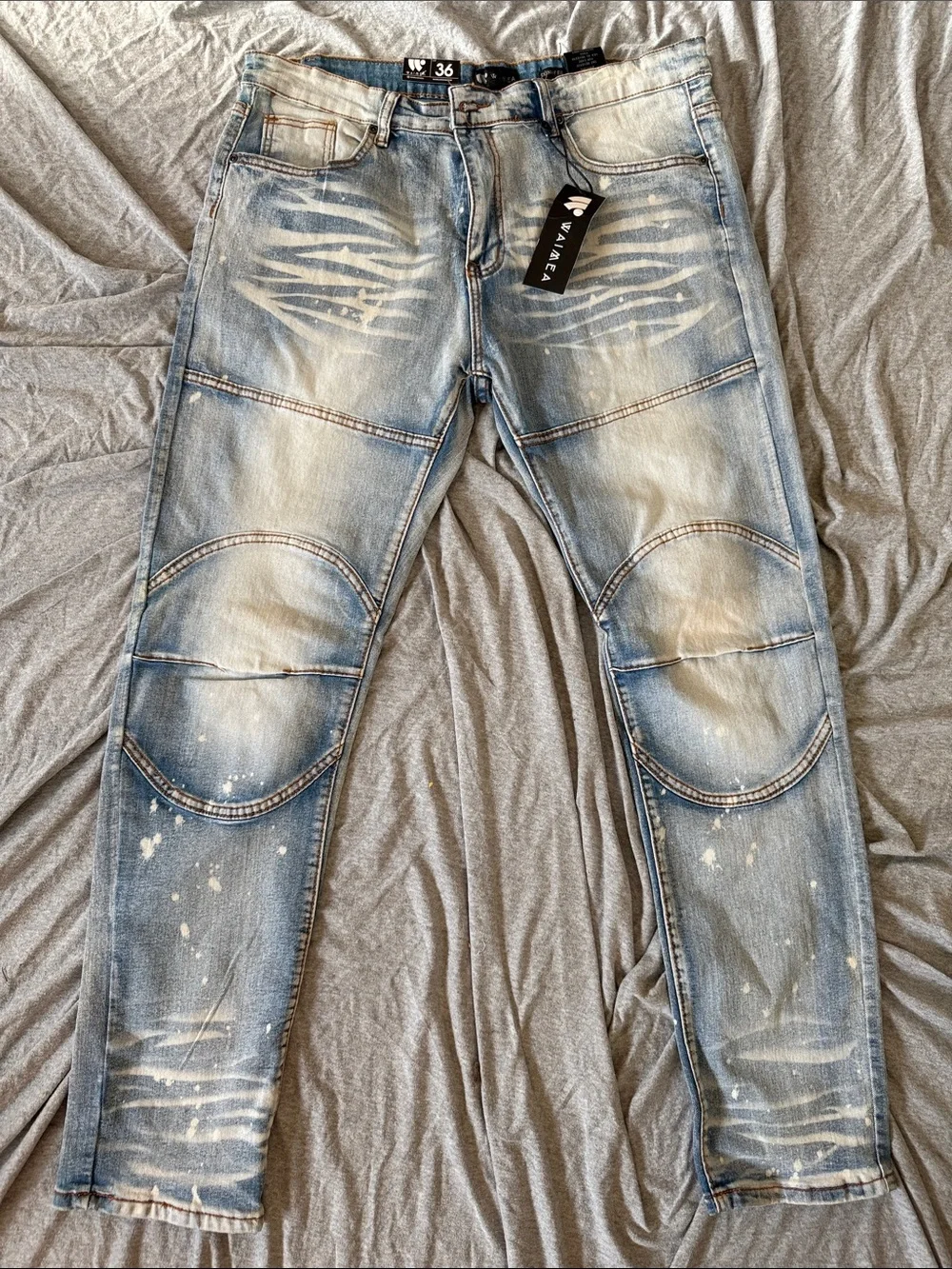 Slim Straight Light Blue Distressed Men's Jeans
